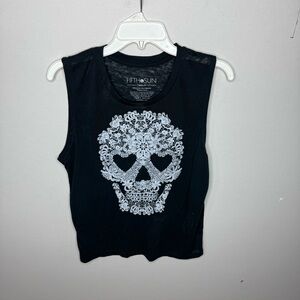 Fifth Sun Women's Black Skull Graphic Top